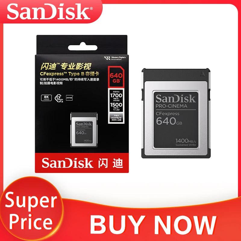 Sandisk CFexpress B Ÿ ī, ޸ ī, ִ 1700 MB/s б ӵ, 8K  ȭ PRO-CINEMA CFE Ÿ B ī, 320GB, 640GB